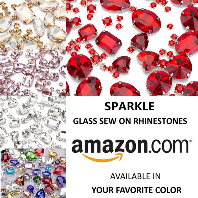 Choupee Sew On Rhinestones, Choupee 130PCS Red Sew On Stone Metal Back Prong Setting Sewing Claw Rhinestone Mix Shapes Sew On Glass Gems for Jewelry, Clothes, Costume, Shoes, Belt, Dress, Garments and Crafts - Image 3